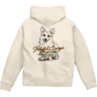 オリジナル工房プリントンの線画 ウェルシュコーギー 背面プリント ジップパーカー Zip Hoodie