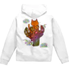 STUDIO GJの空飛ぶ火焔猫（茶トラ）淡　バックプリント Zip Hoodie