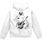 クロフミのまったりショップの狼&ギター　夏江奏丞のブラックペイント Zip Hoodie