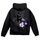 loveclonesのLAZY DAY SLOOPY GIRL 0574 ブラックフーディー女子 エロポップ ロゴ Zip Hoodie