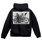 Skull sectionのバイクとドクロ（黒メイン） Zip Hoodie