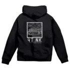 YUTANEKO公式ショップのゆたねこ　ボンネットバス　白抜き Zip Hoodie