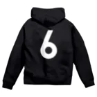 コチ(ボストンテリア)のバックプリント：ただの6です。（白文字） Zip Hoodie