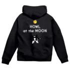 コチ(ボストンテリア)のバックプリント:ボストンテリア(HOWL at the MOON ロゴ)[v2.8k] Zip Hoodie