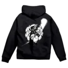 しゃみおのグッズ(三味線で火傷してる奴)の墨絵しゃみお【白】 Zip Hoodie