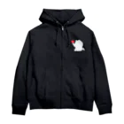 アナ５３ショップの体育座りするお馬Ｔシャツ『アナ５３』白シルエット Zip Hoodie