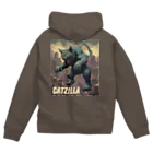 HappyFaceMarketのゴジラになりたい猫 CATZILLA Zip Hoodie