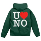 うの UNOのI LOVE UNO（白文字） Zip Hoodie