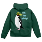 LalaHangeulのRockhopper penguin　(イワトビペンギン)　バックプリント Zip Hoodie