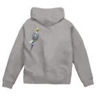 じゅぎのインコショップ Jugi's bird goodsの背中にインコ(ピコちゃん) Zip Hoodie