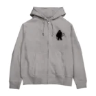 QUQU_WORKSのスノーボードを抱えるイエティ ブラック Zip Hoodie