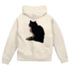 小鳥と映画館の左から光が当たっている黒猫 Zip Hoodie