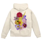 prunelleのインコと花 Zip Hoodie