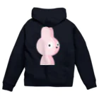 ネズミとネコとたまにウサギのグッズの後ろにピンクのウサギ Zip Hoodie