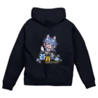 万事屋蒼月 SUZURI店の蒼月ふみ×獣惡おにく SPパーカー Zip Hoodie