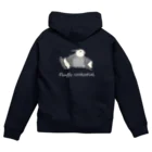 オカメインコ定点観測の【白文字】ホワイトフェイス　ふわふわオカメインコ（背面） Zip Hoodie