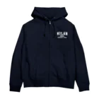 CALCIO1899のミラン_カレッジロゴ風_ホワイト Zip Hoodie