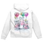 nya-mew（ニャーミュー）のニャンニャンニャン2023(バックプリント) Zip Hoodie