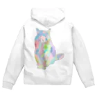 小鳥と映画館のユニコーンカラーの猫 Zip Hoodie