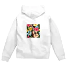 ネコワンダーランドのプルメリア＆ウクレレ🌺🌴 Zip Hoodie