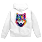 MK's SOLUTIONのカラフルなおおかみ Zip Hoodie