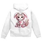 Snow-peaceのふわふわバニーコスチュームのかわいい子猫 Zip Hoodie