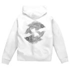 ツバメ堂の壷屋焼風双魚文 Zip Hoodie