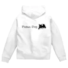 Petan Dogのペタンする黒の柴犬　(横) Zip Hoodie