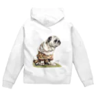 Momojiの犬画のパグ3 Zip Hoodie