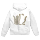 かわいいもののおみせ　いそぎんちゃくの表裏印刷　仲良し猫　サバ白&ポインテッド Zip Hoodie