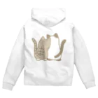 かわいいもののおみせ　いそぎんちゃくの表裏印刷　仲良し猫　キジ白&ポインテッド Zip Hoodie