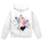 イラスト MONYAAT のくろねこの風船の種*A Zip Hoodie