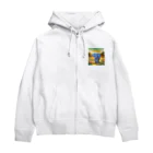 アニマルキャンバスのエレファンシー・アート Zip Hoodie