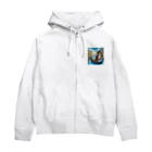 ニャーちゃんショップのヴェネツィアの水路でゴンドラに乗っているネコ Zip Hoodie