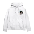 kojakechanのトイレに入るかわいいマンチカンのマカデミアナッツくん Zip Hoodie