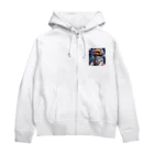 ワンちゃん大好きの宇宙に挑戦するトイプードル Zip Hoodie