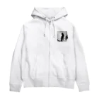 mamachanxxxの謎めいたモノクロねこ Zip Hoodie