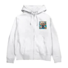 ワンちゃん大好きの熱帯魚と遊ぶトイプードル Zip Hoodie