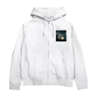 狼ショップの月夜の狼影 Zip Hoodie