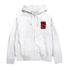 モノクロの赤花 Zip Hoodie