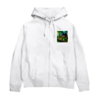 「動物ミリ屋」の新緑の癒し Zip Hoodie