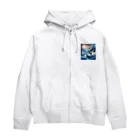 Passionista Lifestyle Emporium : 情熱的なライフスタイルエンポリウムの極光の冬景色とトナカイ Zip Hoodie