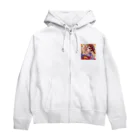 推しの美少女とアイドルのお祭りを楽しむ浴衣美少女 Zip Hoodie