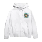 スケートボード、変な癖シリーズのスケートパークで遊ぶ可愛いアヒルちゃん Zip Hoodie