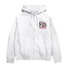 Shironekokuuの桜で遊ぶ犬と猫 Zip Hoodie