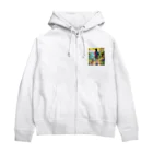 にこにこアニマルズ🐶のチワワと夕焼け散歩 Zip Hoodie