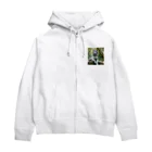 けいのユニークなショップのホワイトタイガー Zip Hoodie