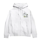 猫との風景の立ち上がる枠ねこ_緑 Zip Hoodie