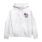 RetrowaveFlowerのRetrowaveFlower-薔薇(ピンク)- Zip Hoodie