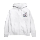 猫との風景の星雲と枠ねこ子ねこ Zip Hoodie